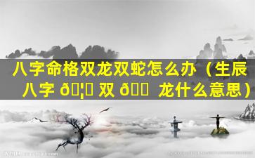 八字命格双龙双蛇怎么办（生辰八字 🦋 双 🐠 龙什么意思）